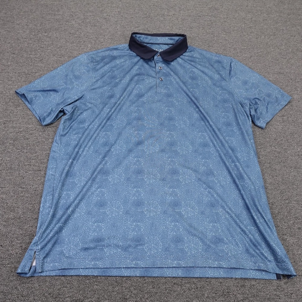Maelreg Polo Shirt Mens 2XL Blue Floral Golf Performance Stretch‎ Short Sleeve